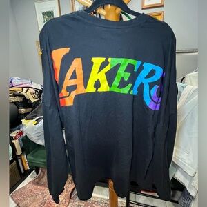 LA Lakers Pride Night Long Sleeve T-Shirt Adult Extra Large Black Oversized